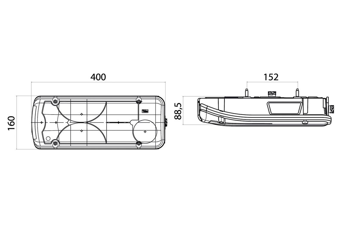 Rear lamp Right with AMP 1.5 - 7 pin rear connector